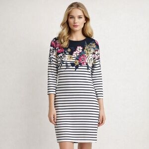 Joules dress size 2 stripes florals birds nautical coastal preppy old money